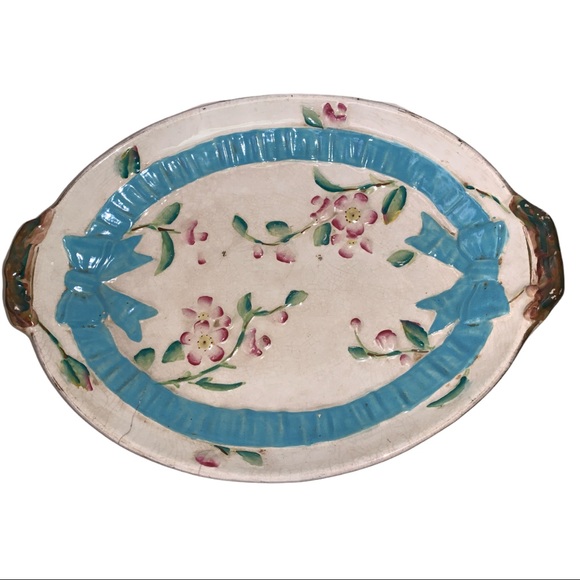 Vintage 1930’s -50’s Shabby Chic Raised Bouquet Floral Serving Platter Dish - Picture 2 of 6